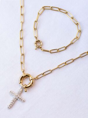Viva Crystal Cross Gold Set